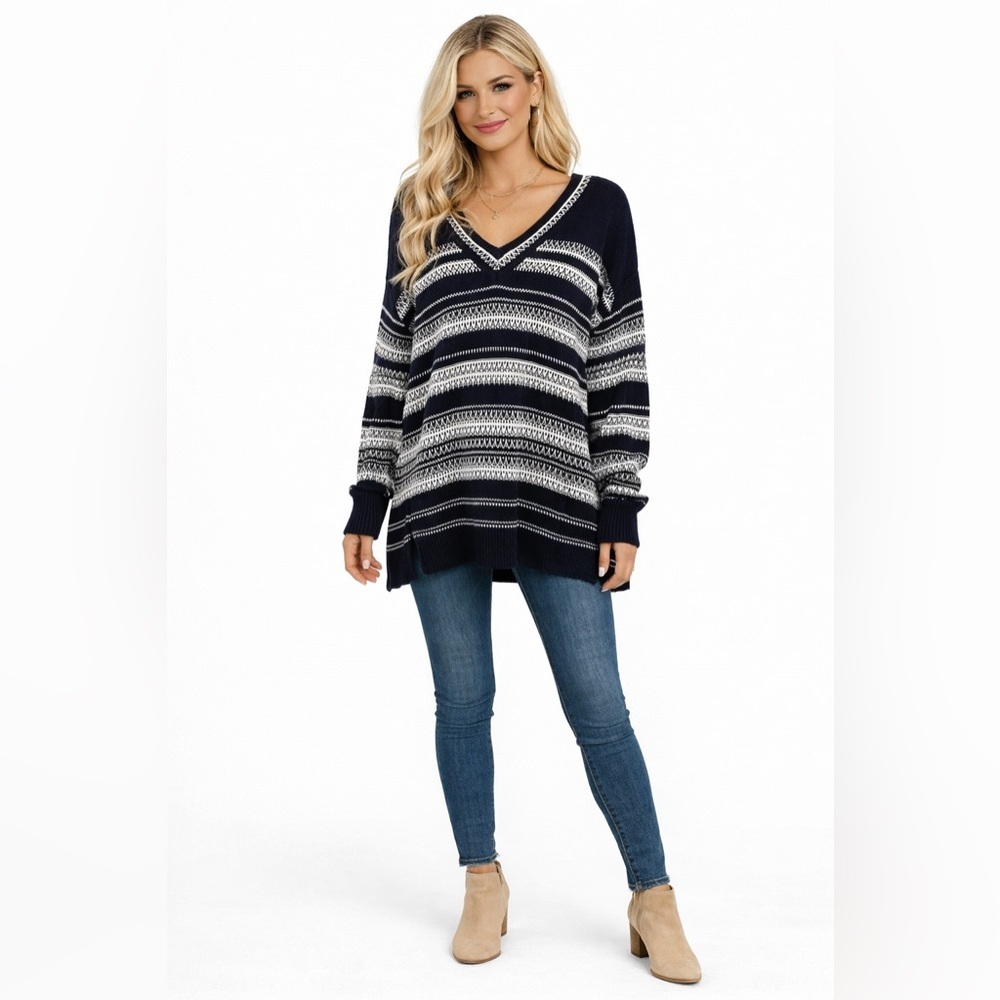 Vince Long Sleeve Striped Sweater Size Small Color Black White